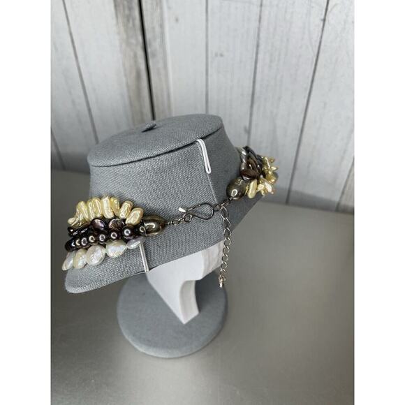 JAY KING Sterling Silver Freshwater Pearl FOUR STRAND Colors Statement Necklace - Picture 6 of 7